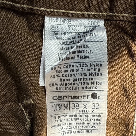 Carhartt FR Washed Duck Work Dungarees 38x32 Nwt - Picture 3 of 5